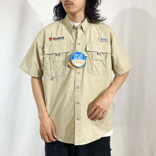 ”Dead Stock” Columbia ベージュ ナイロン フィッシングシャツ