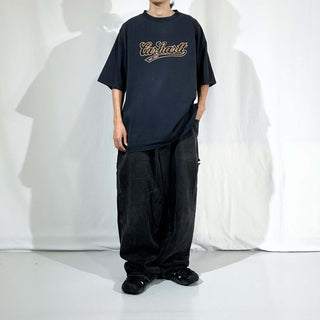 00's "made in USA" Carhartt ボロ フェード ロゴ 両面プリント Tシャツ