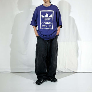 90's～00's adidas "trefoil logo" フェード リンクプリント Tシャツ