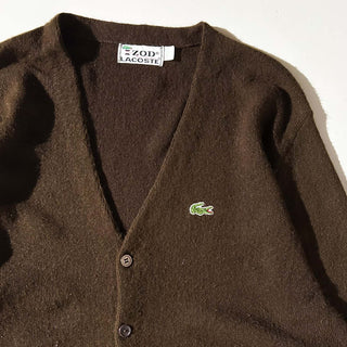 70's IZOD LACOSTE "ORLON ACRYL" ブラウン ニット カーディガン