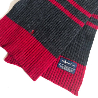 OLD RALPH LAUREN "lambswool" 2トーン ニット マフラー