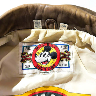 〜90's Mickey VICTORY ミッキー キャラクター A-2タイプ レザー ブルゾン ジャケット