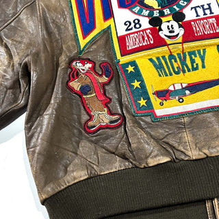 〜90's Mickey VICTORY ミッキー キャラクター A-2タイプ レザー ブルゾン ジャケット