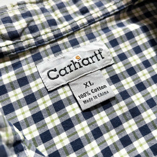 Carhartt ネイビー×ライムイエロー チェック S/S シャツ