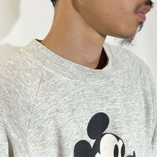 80's "made in USA" Disney "OLD Mickey" ラグラン キャラクター スウェット シャツ