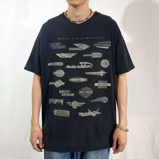 "made in USA" Harley Davidson ”100 years of Great Motorcycles” 両面プリント Tシャツ