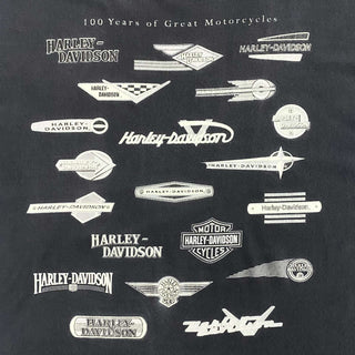 "made in USA" Harley Davidson ”100 years of Great Motorcycles” 両面プリント Tシャツ