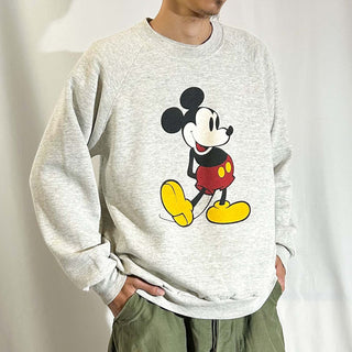 80's "made in USA" Disney "OLD Mickey" ラグラン キャラクター スウェット シャツ