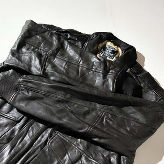 00's BLUE EAGLE ''GENUINE LEATHER'' 地図柄 A-2タイプ レザー ブルゾン ジャケット