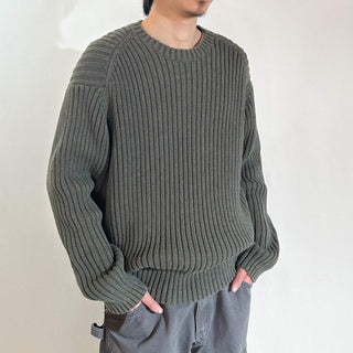 00's Eddie Bauer "RIB STITCH" 無地 ニット セーター