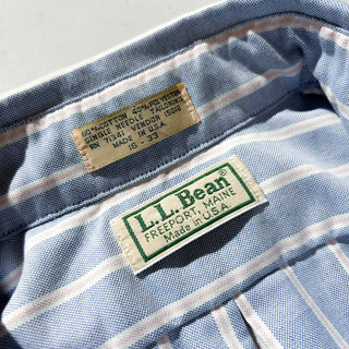 90's "made in USA" L.L.Bean ストライプ ボタンダウン L/Sシャツ (ブルー)