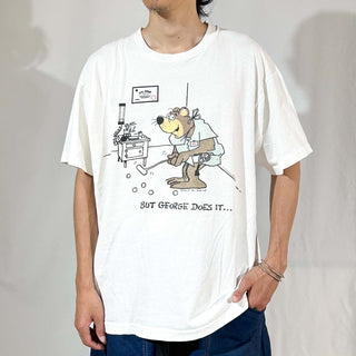 90's "made in USA" FRUIT OF THE LOOM "BUT GEORGE DOES IT..." アニマル キャラクター Tシャツ