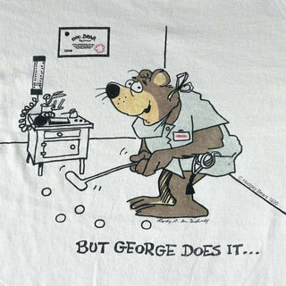 90's "made in USA" FRUIT OF THE LOOM "BUT GEORGE DOES IT..." アニマル キャラクター Tシャツ