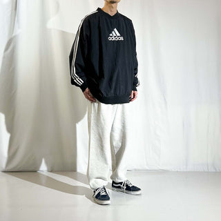 90's adidas パフォーマンスロゴ サイドジップ プルオーバー ナイロン ジャケット