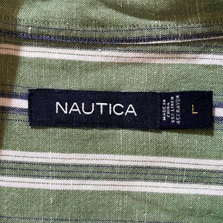 Nautica マルチストライプ リネン×レーヨン L/S シャツ