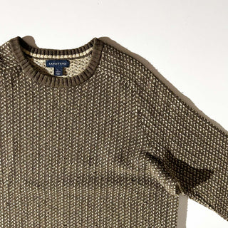 00's  LANDS' END "merino wool" ラグラン バーズアイ ニット セーター