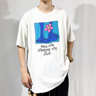 90's Hanes "WALK FOR SOMEONE YOU LOVE !" 両面プリント アート Tシャツ