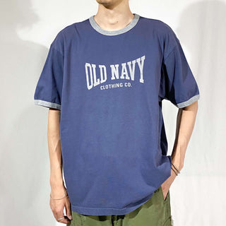 00's OLD NAVY ネイビー×グレー リンガー Tシャツ