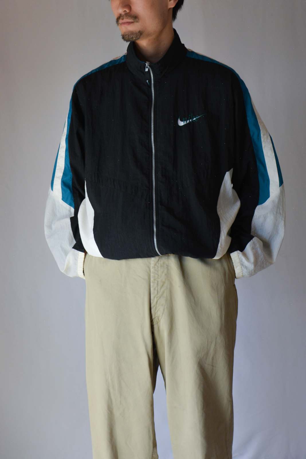 90's～ NIKE フルジップ ラグラン ナイロンジャケット