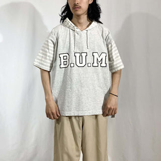 90's b.u.m フーデッド カレッジ Tシャツ