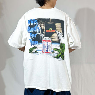 90's "made in USA" GILDAN "3 frogs" Budweiser 両面プリント 企業 Tシャツ