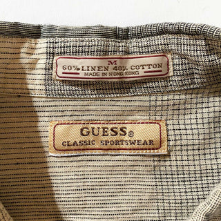 80's～90's GUESS パネルチェック リネン L/S シャツ