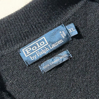 90's RALPH LAUREN "lambswool" ブラック ニット L/Sポロシャツ