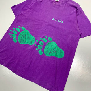 "made in USA" 90's 両面 足跡プリント Tシャツ