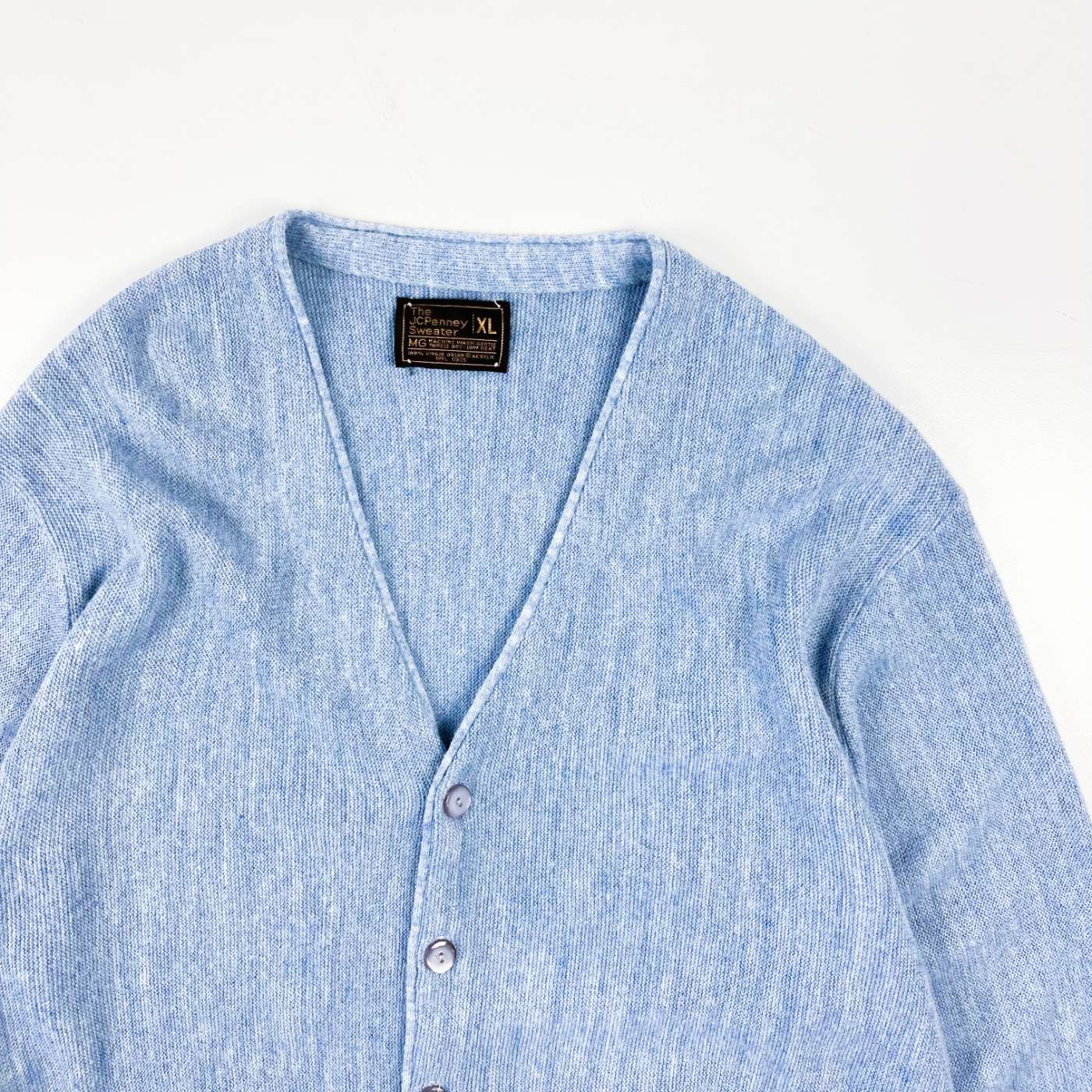 OLD vtg jcpeney knit cardigan skyblueddp_outer - カーディガン