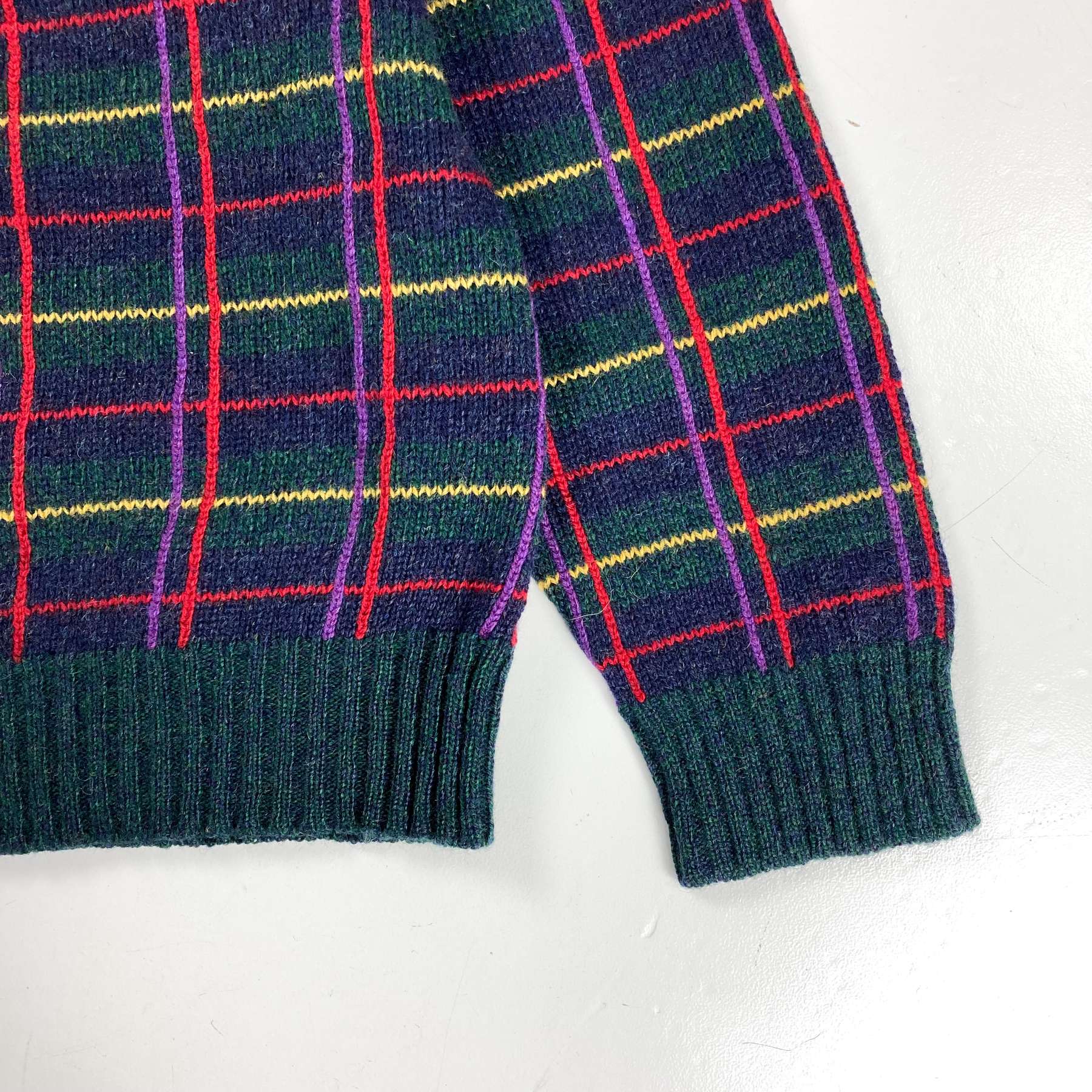 古着 80's Ralph Lauren CHAPS チェック ウール ニットセーター