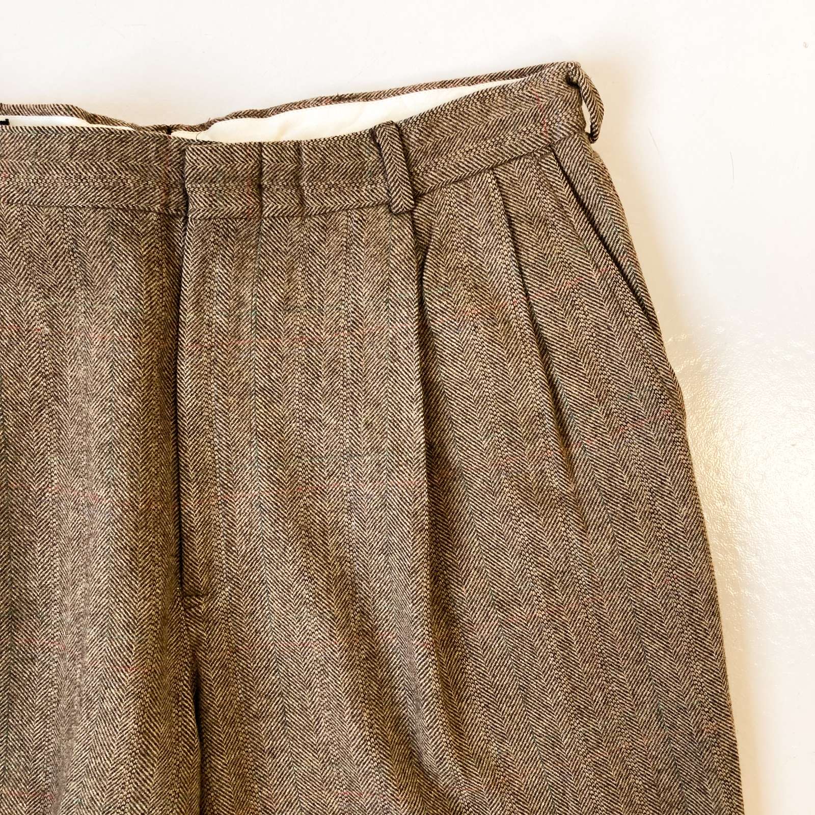 1980s brown stripe wool slacks ヘリンボーン - スラックス