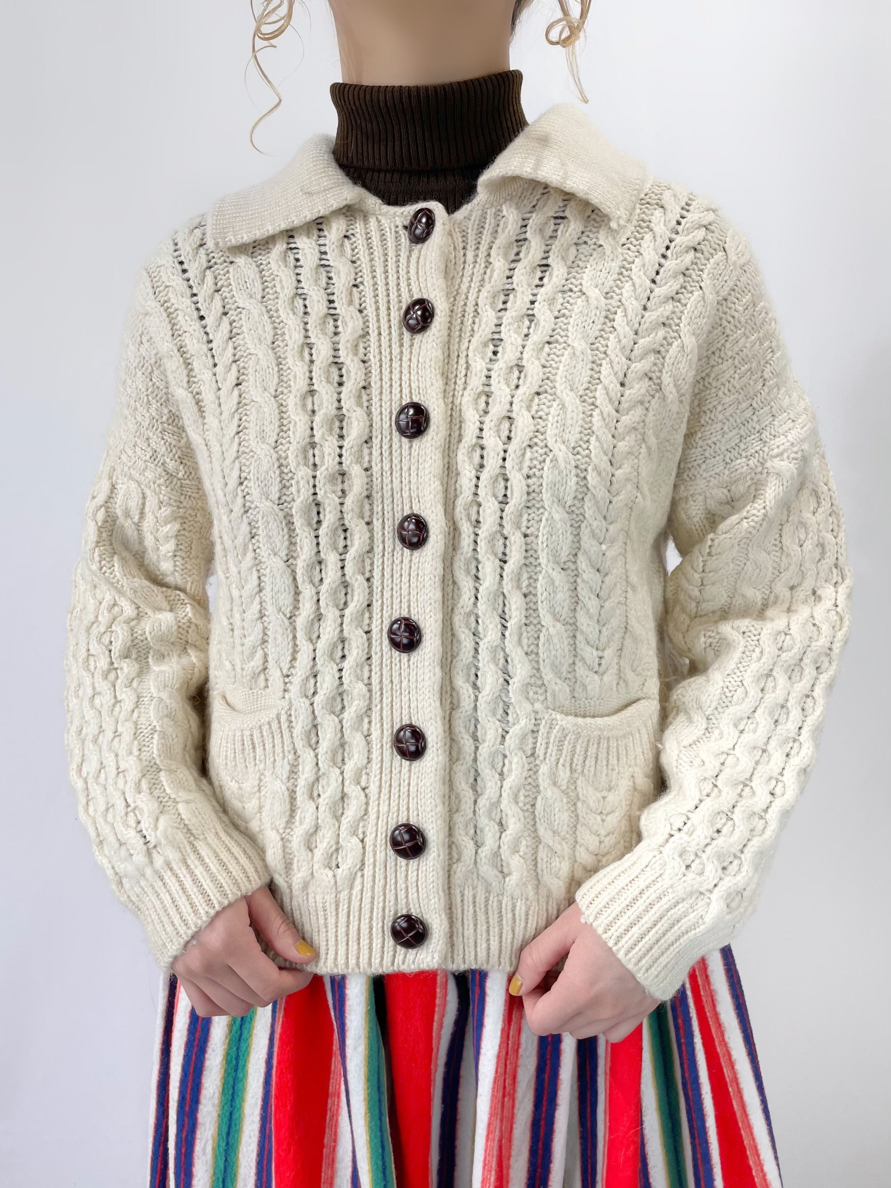 todayful  alan knit cardigan アランニットカーデ