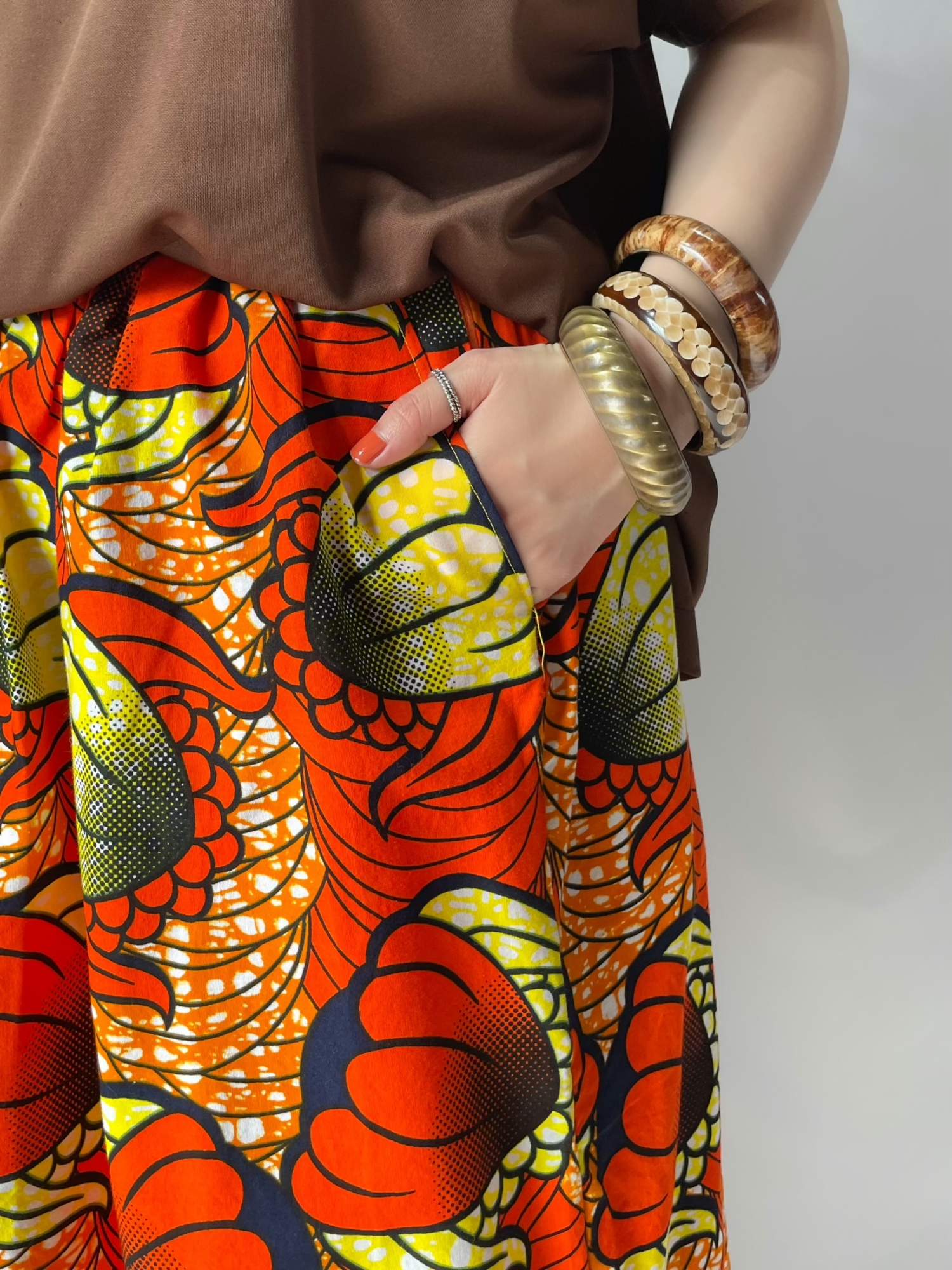 Sakkas 総柄 アフリカンバティック ロング ギャザースカート 